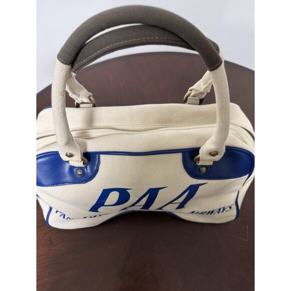 VTG PAA PAN AM Explorer Bag Weekender Pan Am White Canvas Travel Tag RARE MINT - Picture 4 of 15